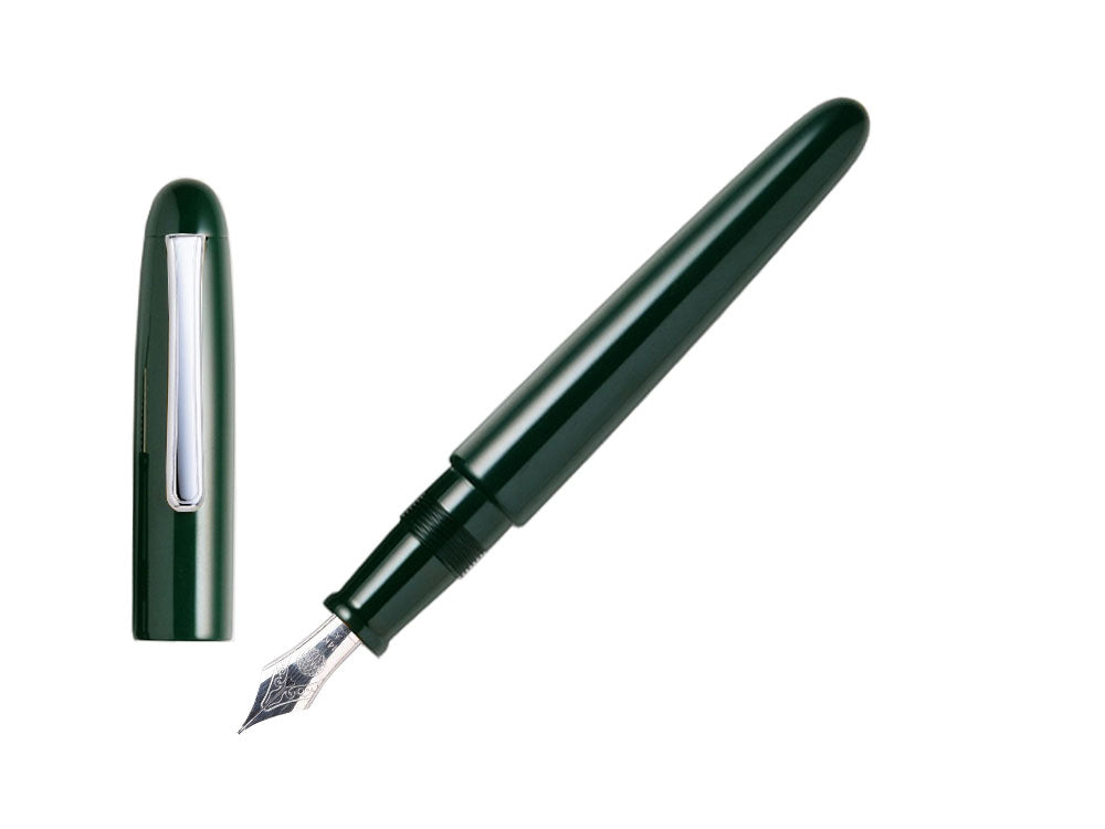 Nakaya Writer Portable Fountain Pen Midori, Ebonite, Rhodium plated
