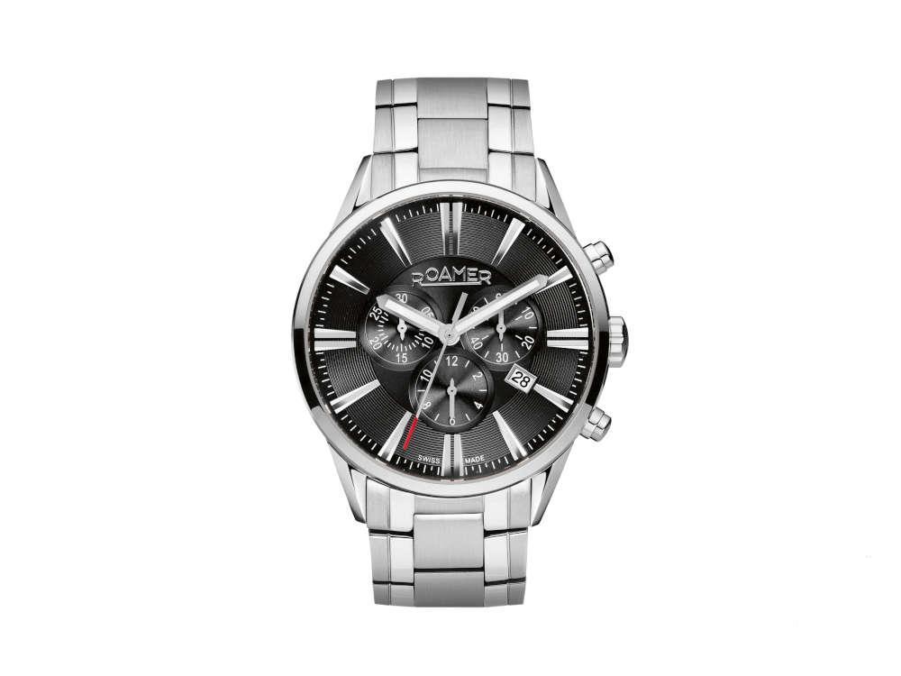 Roamer Superior Chrono Quartz Watch, Ronda 5030D, Black, 44 mm, 508837 41 55 50