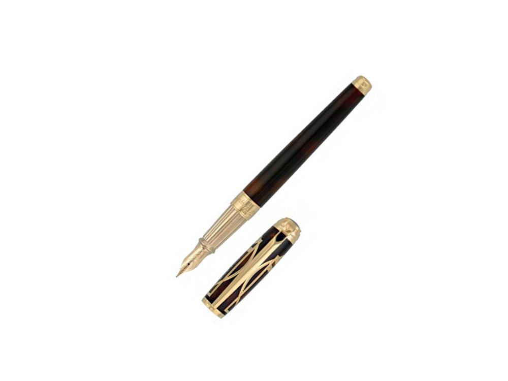 S.T. Dupont Line D Vitruvian Man Animation Fountain Pen, Gold, 410038L