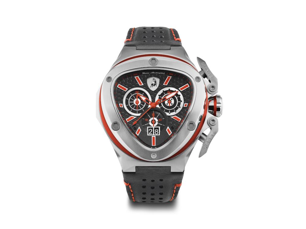 Tonino Lamborghini Spyder X Red SS Quartz Watch, Black, 53 mm, Chrono, T9XA-SS