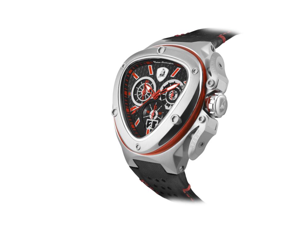 Tonino Lamborghini Spyder X Red SS Quartz Watch, Black, 53 mm, Chrono, T9XA-SS