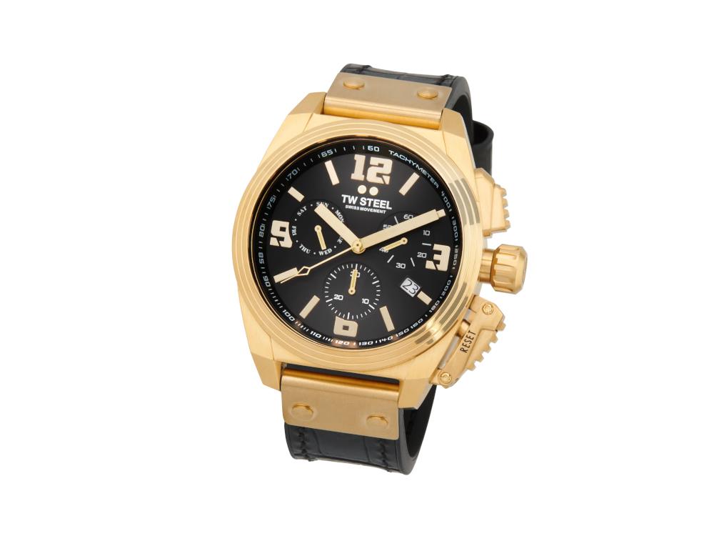 TW Steel Swiss Canteen Quartz Watch Black 46 mm Leather strap 10 a Iguana Sell UK