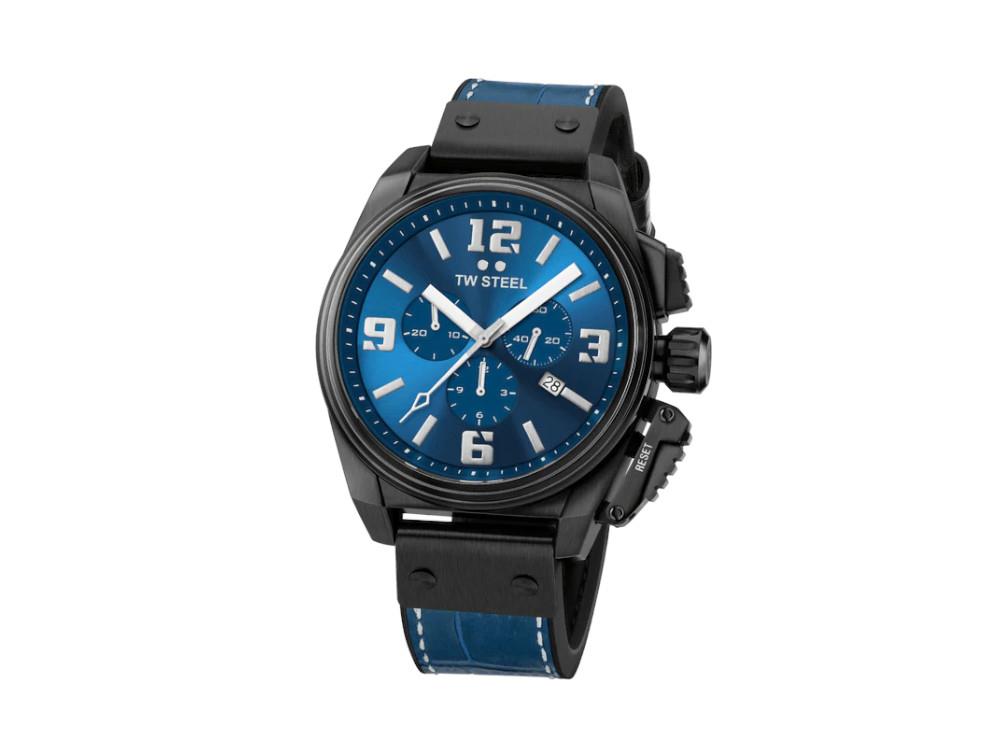 TW Steel Canteen Quartz Watch, Blue, 46 mm, Leather strap, 10 atm, TW1016