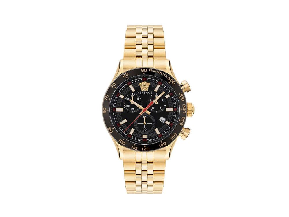 Versace Hellenyium Chrono Quartz Watch, PVD Gold, Black, 43 mm, VE2U00622