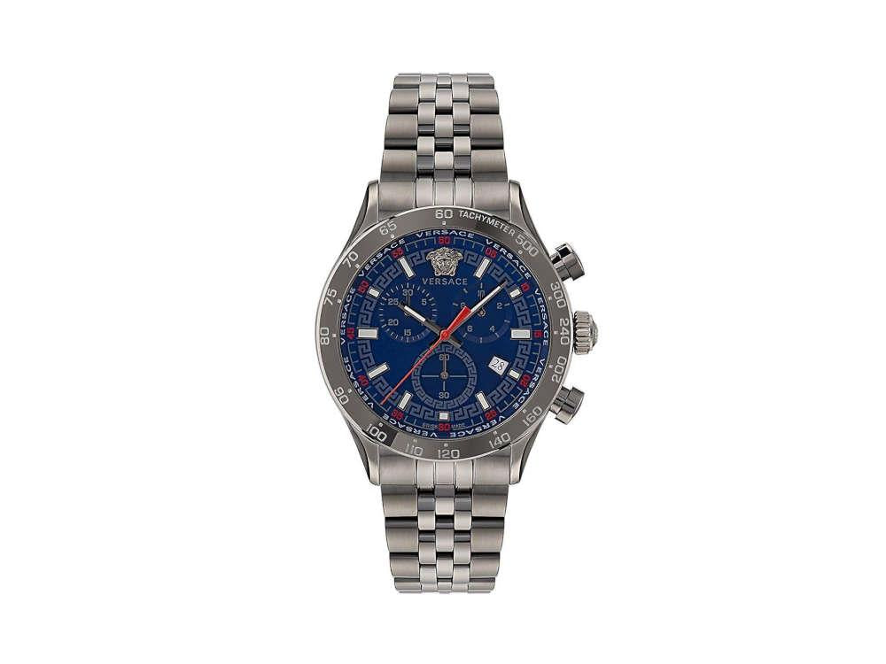 Versace Hellenyium Chrono Quartz Watch, PVD, Blue, 43 mm, VE2U00722