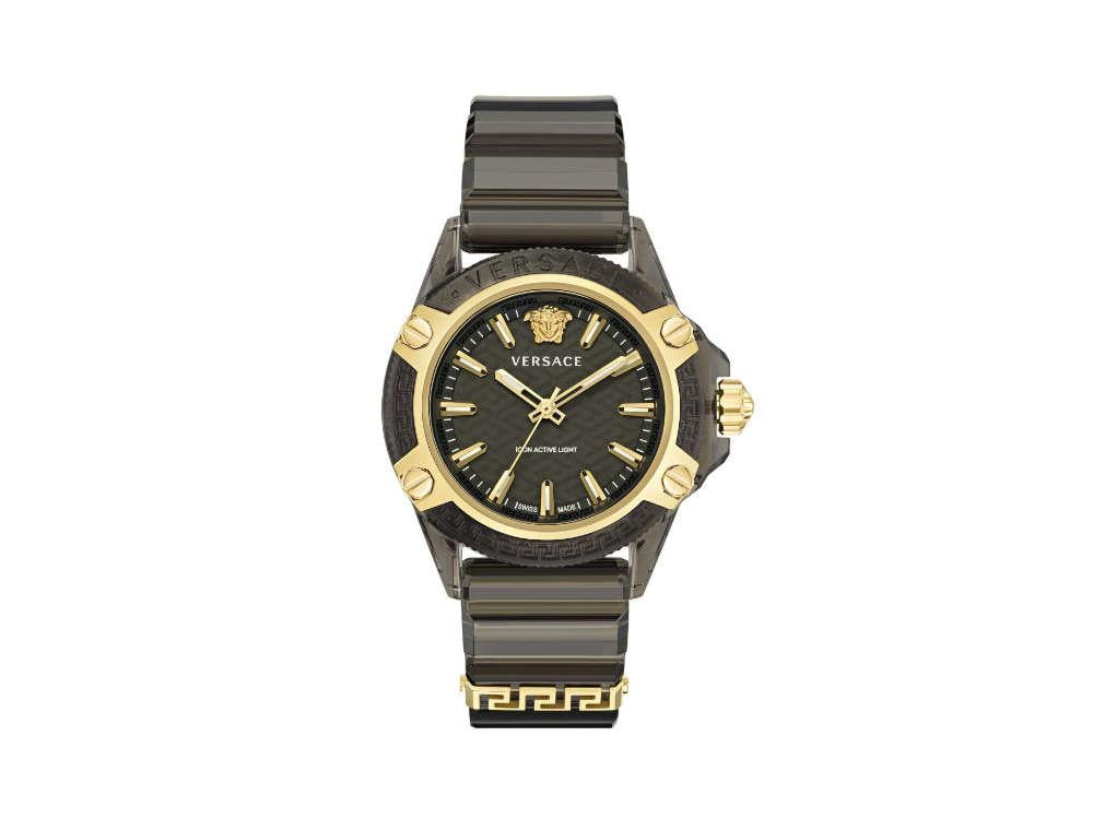 Versace Icon Active Indiglo Quartz Watch, Polycarbonate, Black, 43 mm, VE6E00123