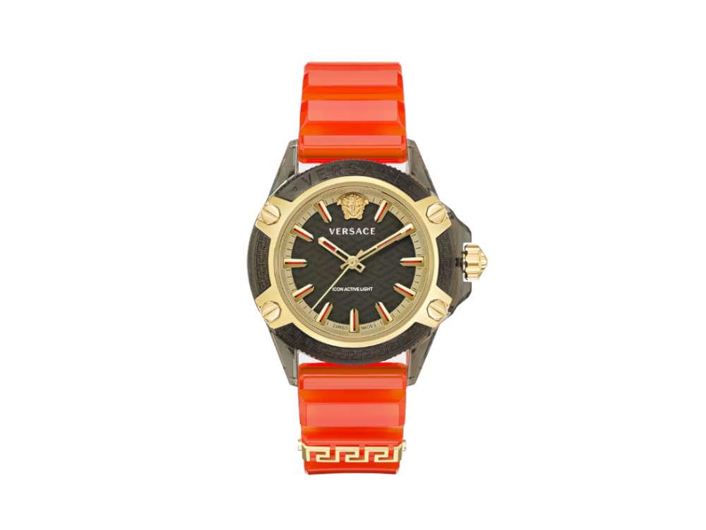 Versace Icon Active Indiglo Quartz Watch, Polycarbonate, Black, 43 mm, VE6E00223
