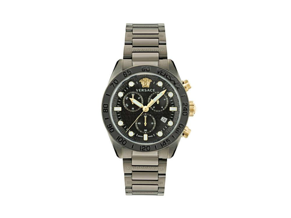 Versace Greca Dome Chrono Quartz Watch, PVD, Black, 43 mm, VE6K00623