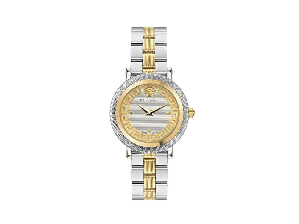 Versace Greca Flourish Quartz Watch PVD Gold Silver 35 mm VE7F00423