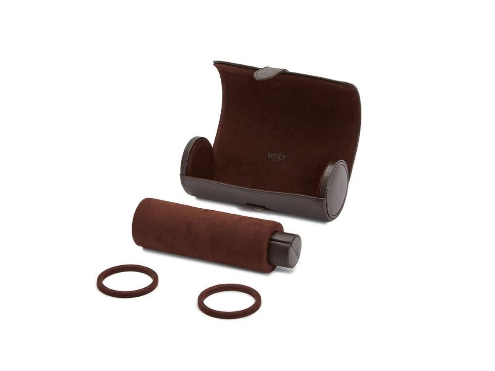 WOLF Blake Watch roll, 3 Watches, Brown, Leather, 305006