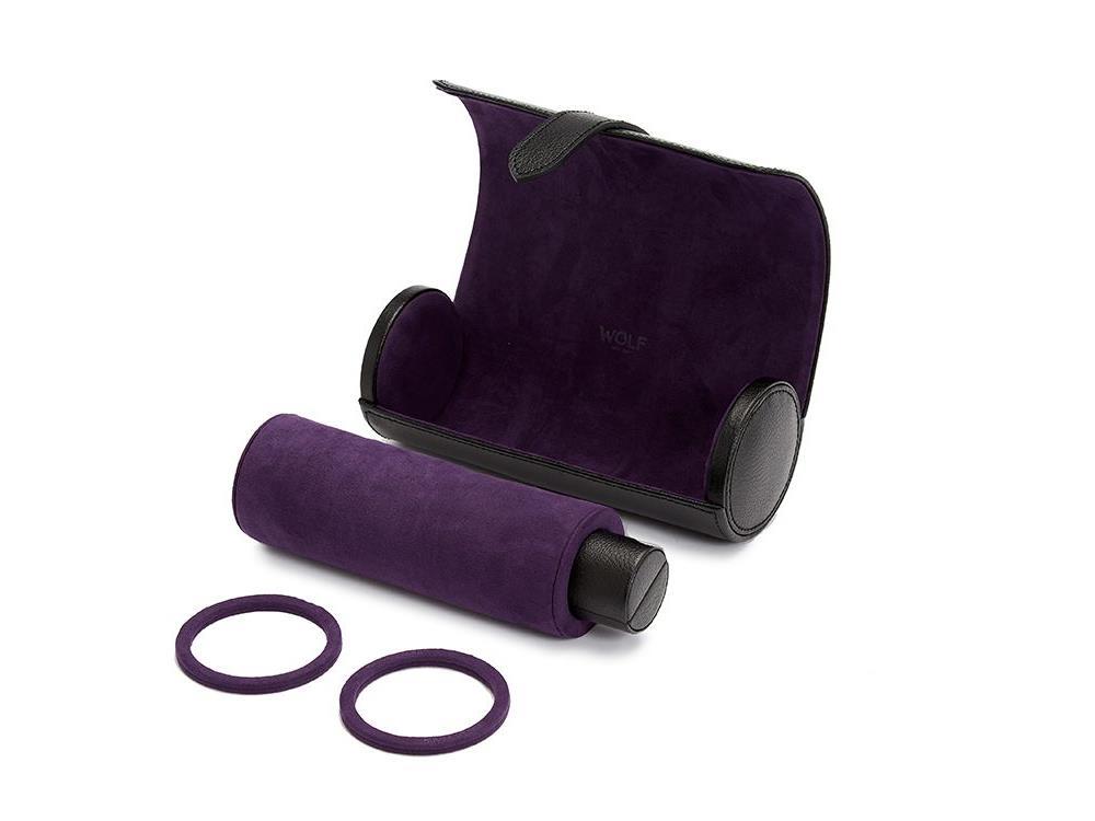 WOLF Blake Watch roll, 3 Watches, Black, Leather, 305028