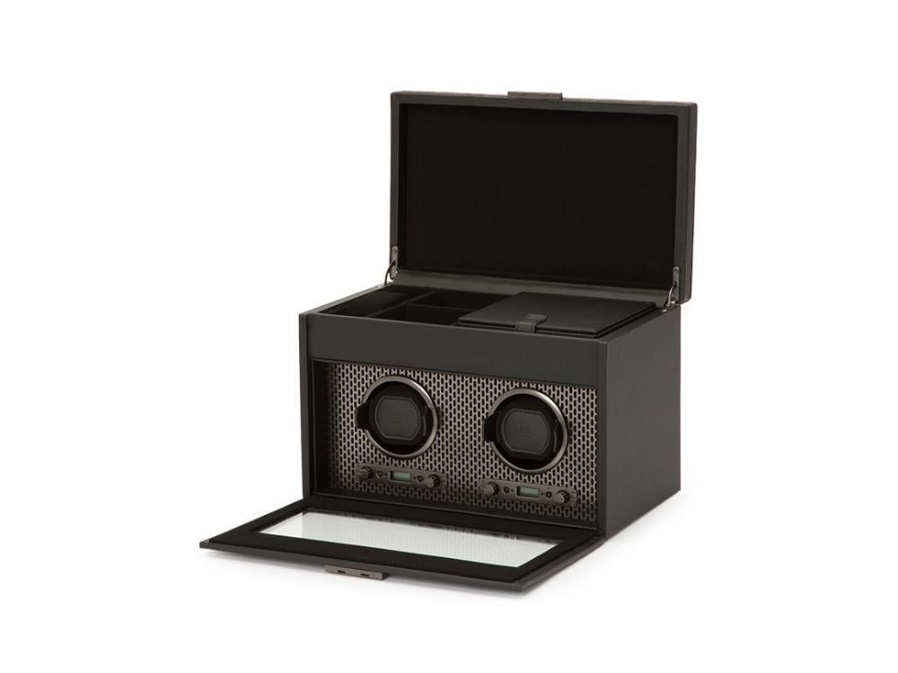 WOLF Axis Watch winder, 2 Watches, Black, Vegan Leather, 469303
