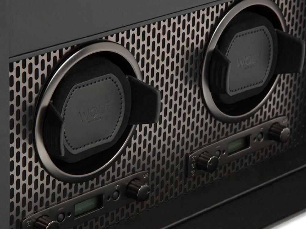 WOLF Axis Watch winder, 2 Watches, Black, Vegan Leather, 469303