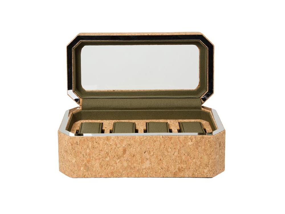WOLF Cortica Watch box, 4 Watches, Cork, 668261