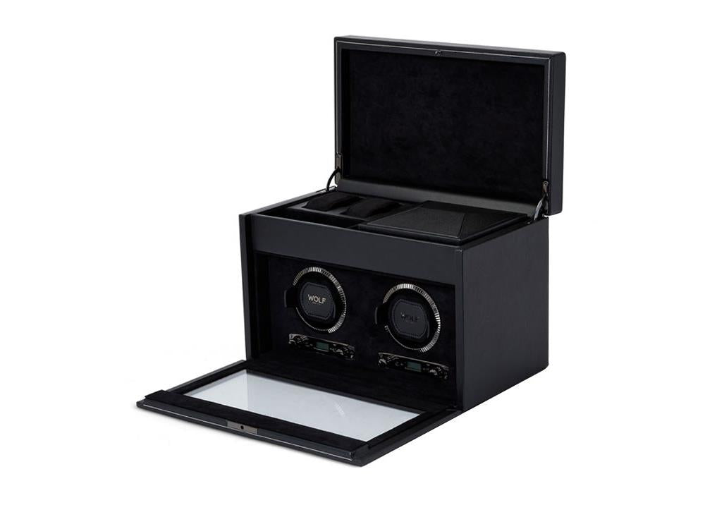 WOLF British Racing Watch winder 2 Watches, Black, 792202