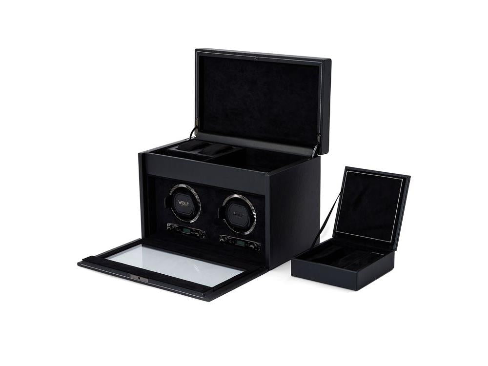 WOLF British Racing Watch winder 2 Watches, Black, 792202