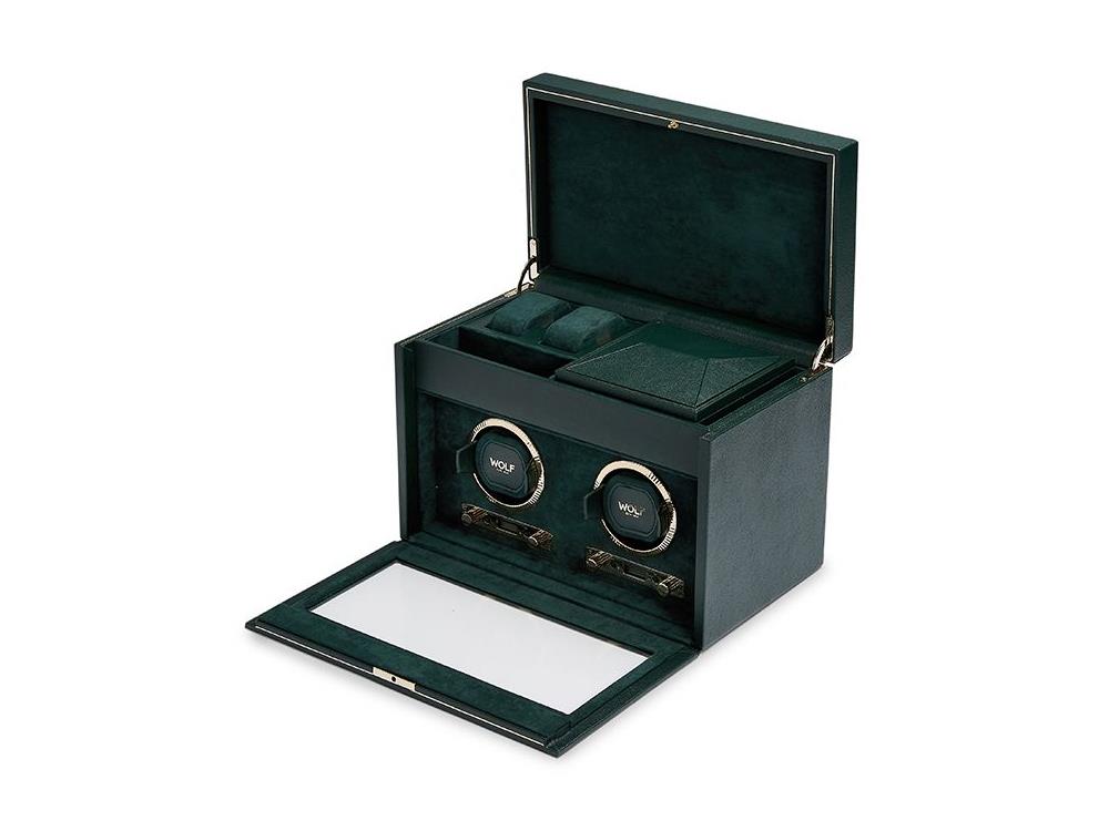 WOLF British Racing Watch winder 2 Watches, Green, 792241