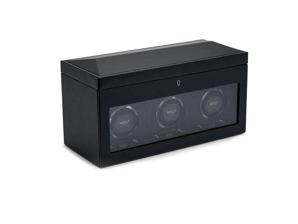 WOLF British Racing Watch winder, 3 Watches, Black, 792302