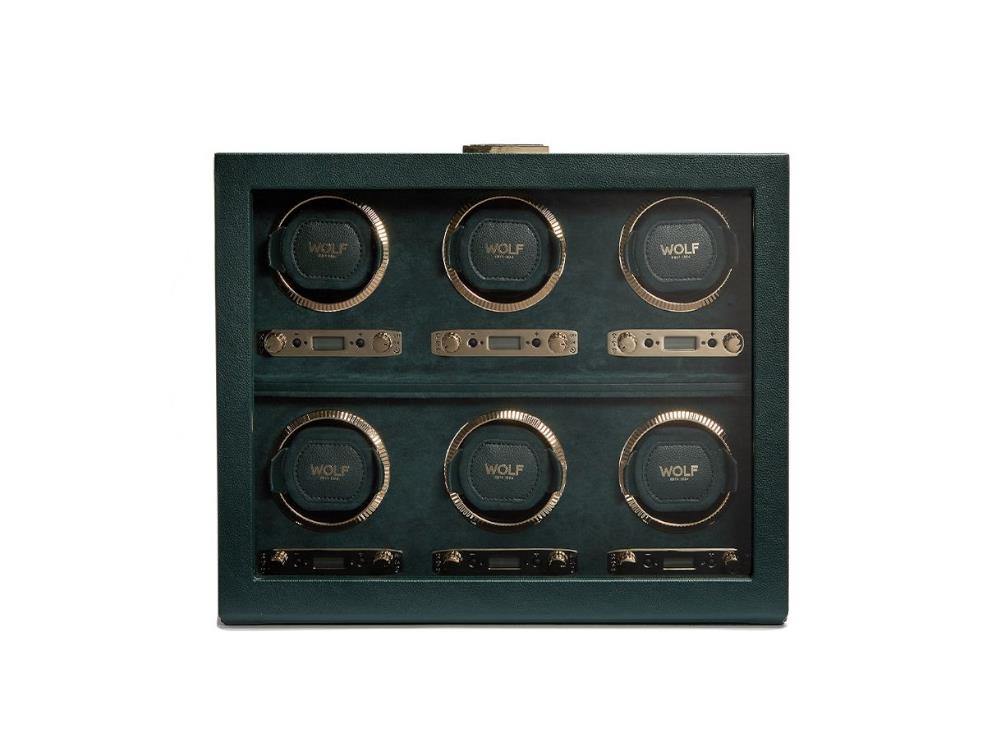 WOLF British Racing Watch winder, 6 Watches, Green, 792441