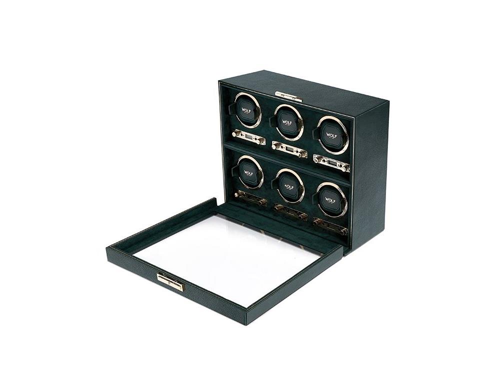 WOLF British Racing Watch winder, 6 Watches, Green, 792441