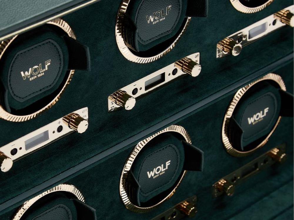 WOLF British Racing Watch winder, 6 Watches, Green, 792441