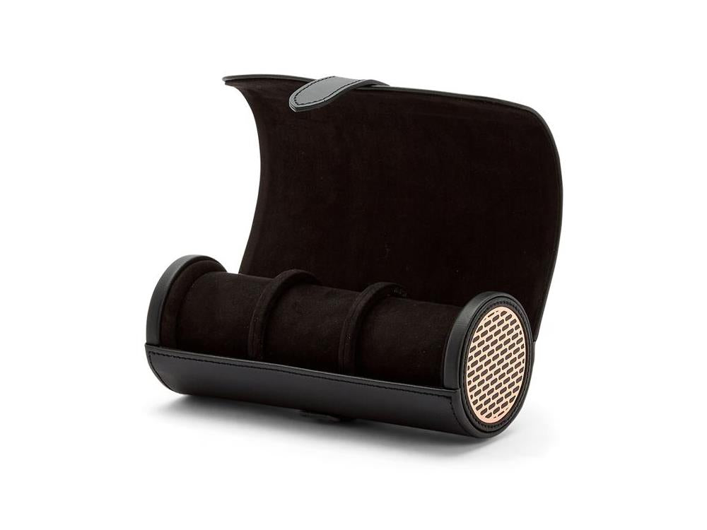 WOLF Axis Watch roll, 3 Watches, Black, Leather, 488416