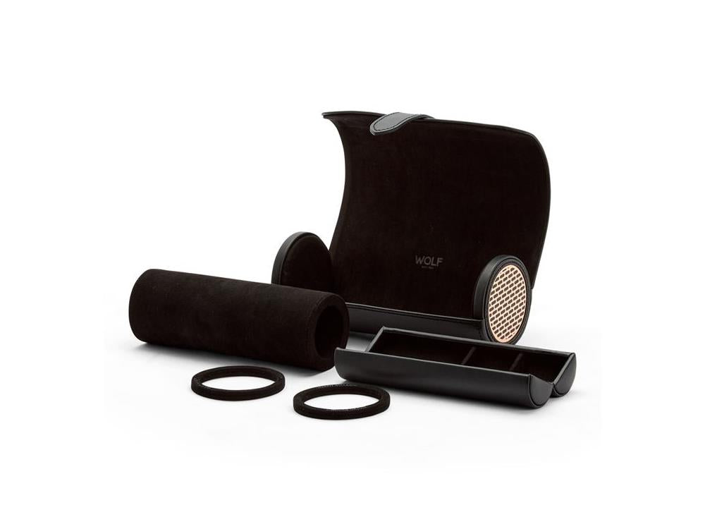 WOLF Axis Watch roll, 3 Watches, Black, Leather, 488416