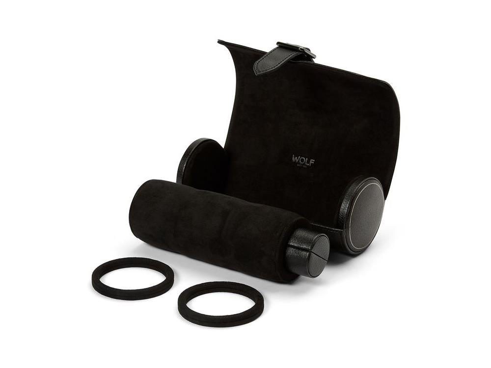 WOLF British Racing Watch roll, 3 Watches, Black, Leather, 792902