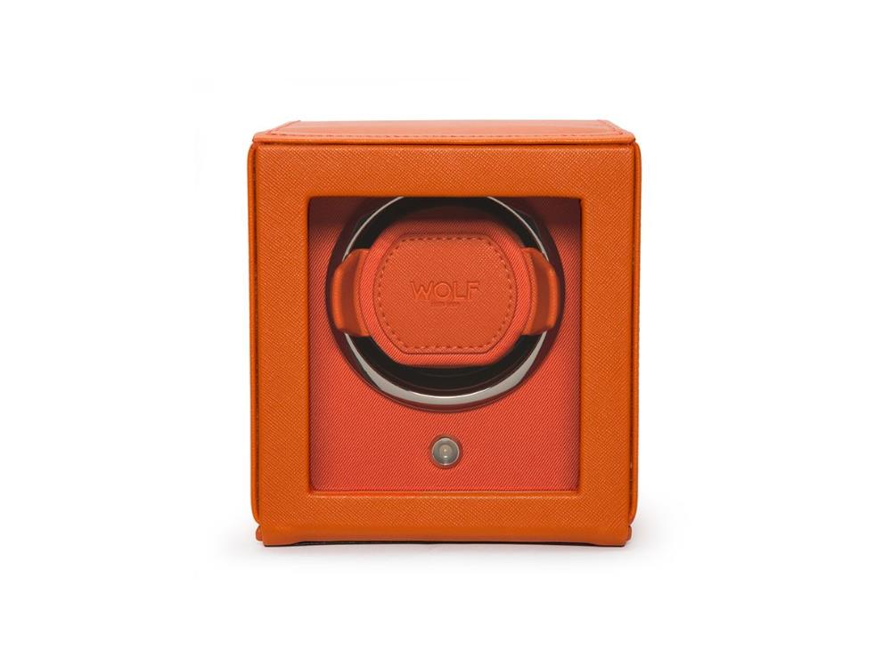 WOLF Cub Watch winder, 1 Watch, Orange, Vegan Leather, 461139