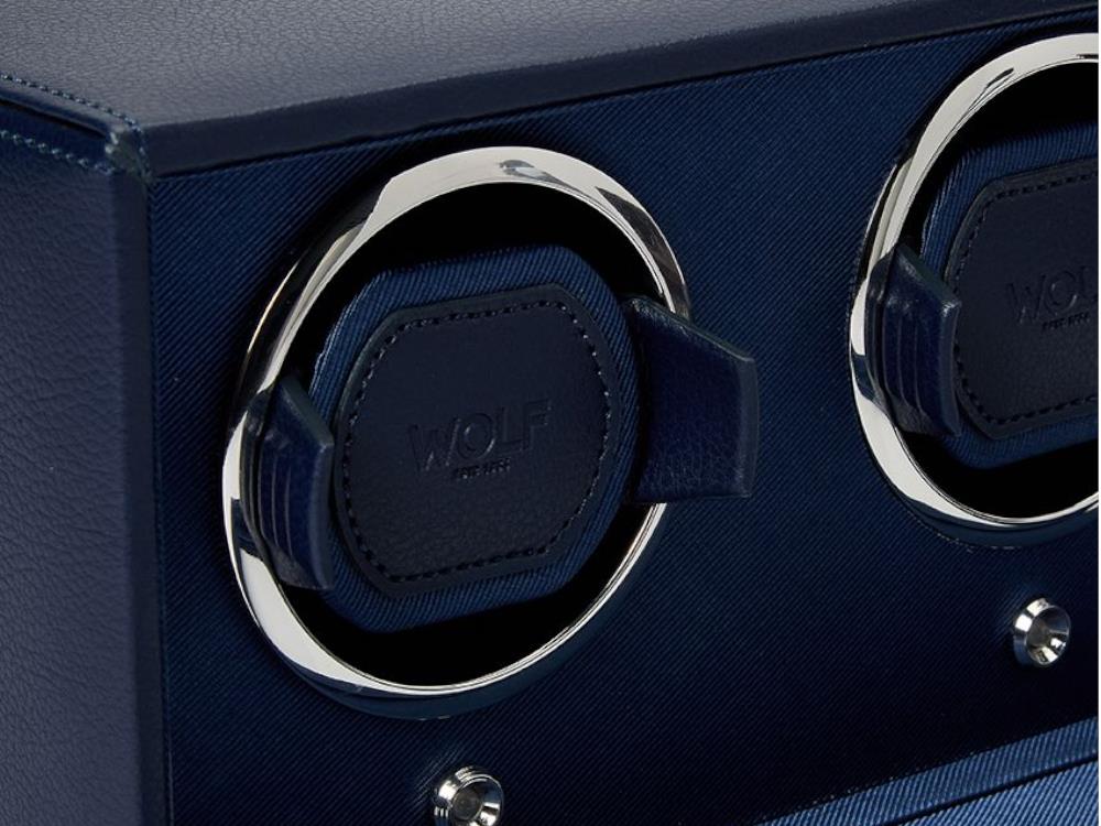 WOLF Cub Watch winder, 2 Watches, Blue, Vegan Leather, 461217