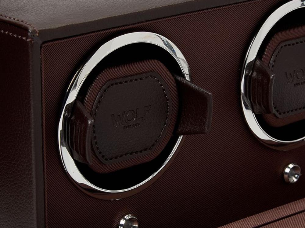 WOLF Cub Watch winder, 2 Watches, Brown, Vegan Leather, 461206